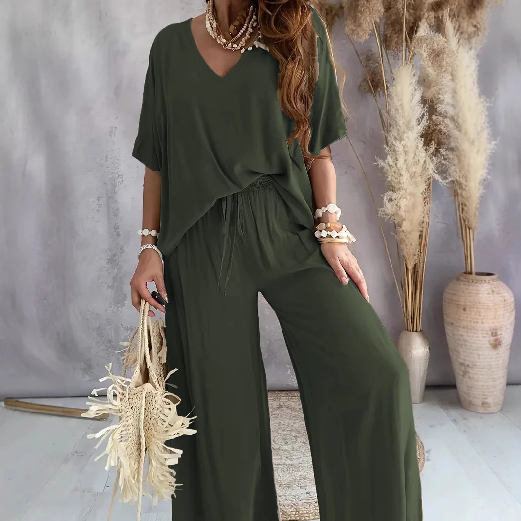 Damen Lässiges Freizeitoutfit bestehend aus lockerem Oberteil und weiten Hosen Heidi-Mode - Image 5