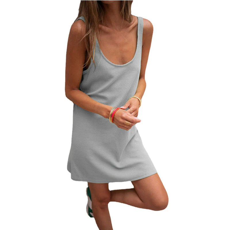 Damen Lässiges Kleid Im Raffinierten Rippschnitt mit Tiefem Ausschnitt und Schlichtem Design Heidi-Mode - Image 11