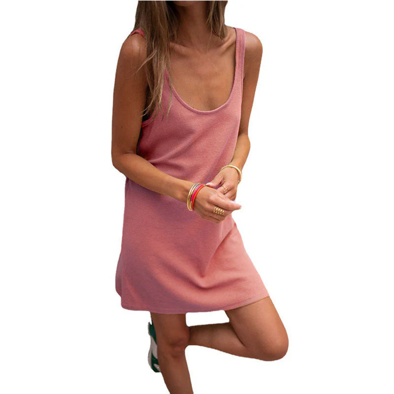 Damen Lässiges Kleid Im Raffinierten Rippschnitt mit Tiefem Ausschnitt und Schlichtem Design Heidi-Mode - Image 2
