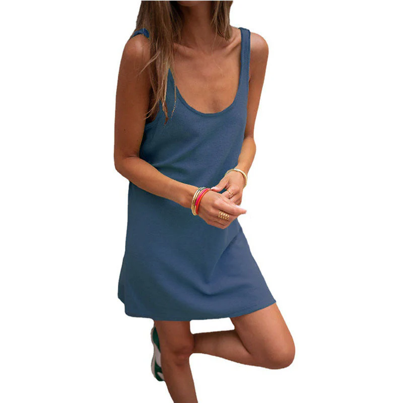 Damen Lässiges Kleid Im Raffinierten Rippschnitt mit Tiefem Ausschnitt und Schlichtem Design Heidi-Mode - Image 5