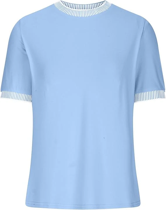 Damen Lässiges Kurzarm-Shirt mit Modischem Streifenkragen Heidi-Mode - Image 10