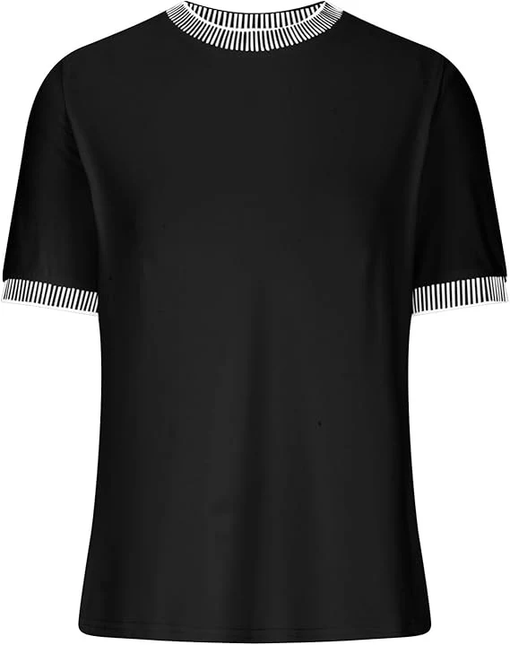 Damen Lässiges Kurzarm-Shirt mit Modischem Streifenkragen Heidi-Mode - Image 16