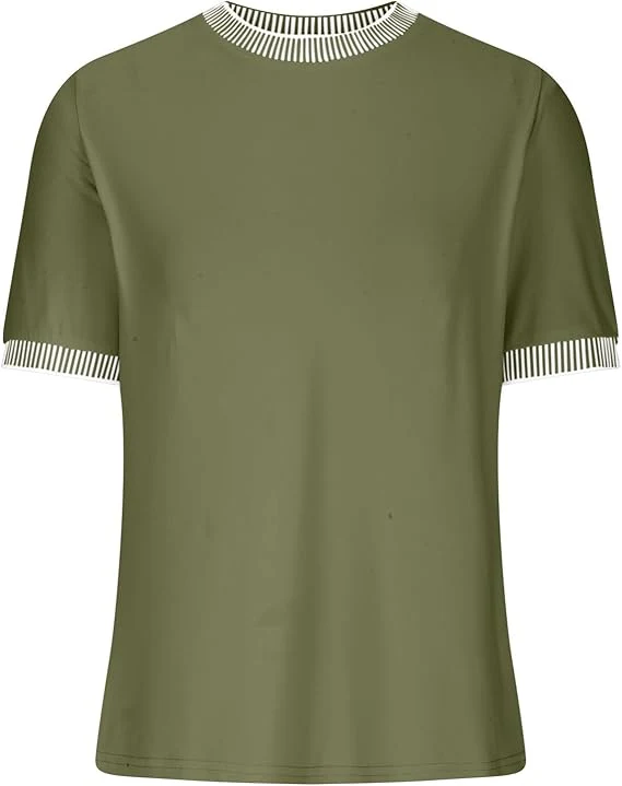 Damen Lässiges Kurzarm-Shirt mit Modischem Streifenkragen Heidi-Mode - Image 19