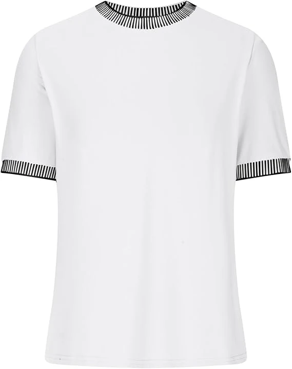 Damen Lässiges Kurzarm-Shirt mit Modischem Streifenkragen Heidi-Mode - Image 2