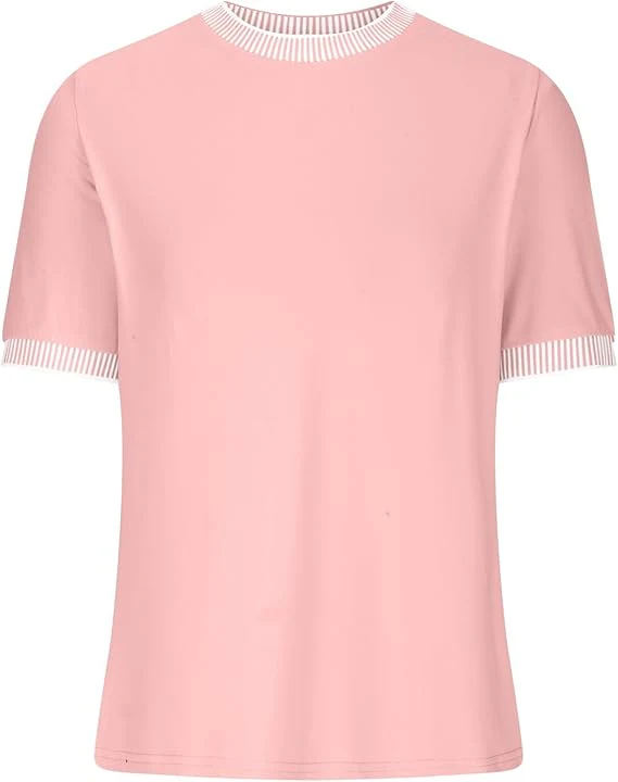 Damen Lässiges Kurzarm-Shirt mit Modischem Streifenkragen Heidi-Mode - Image 23