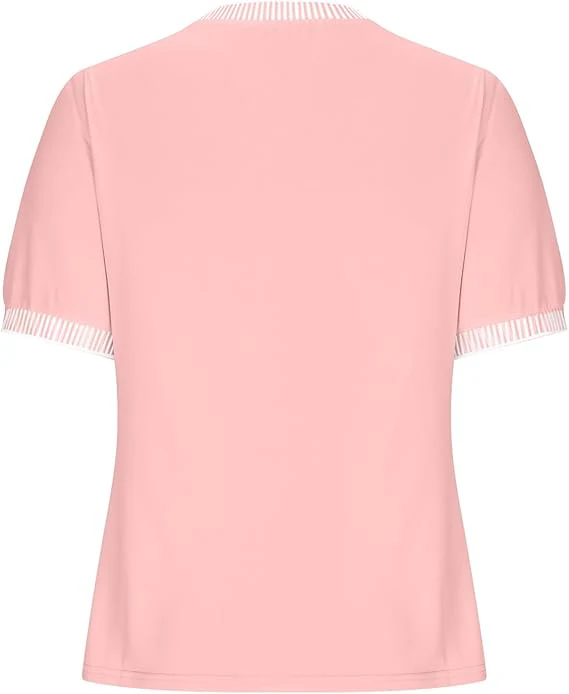 Damen Lässiges Kurzarm-Shirt mit Modischem Streifenkragen Heidi-Mode - Image 24