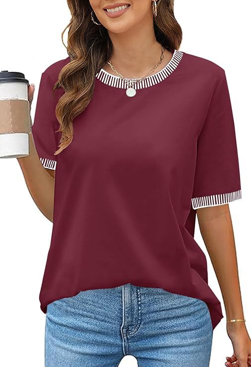 Damen Lässiges Kurzarm-Shirt mit Modischem Streifenkragen Heidi-Mode - Image 26