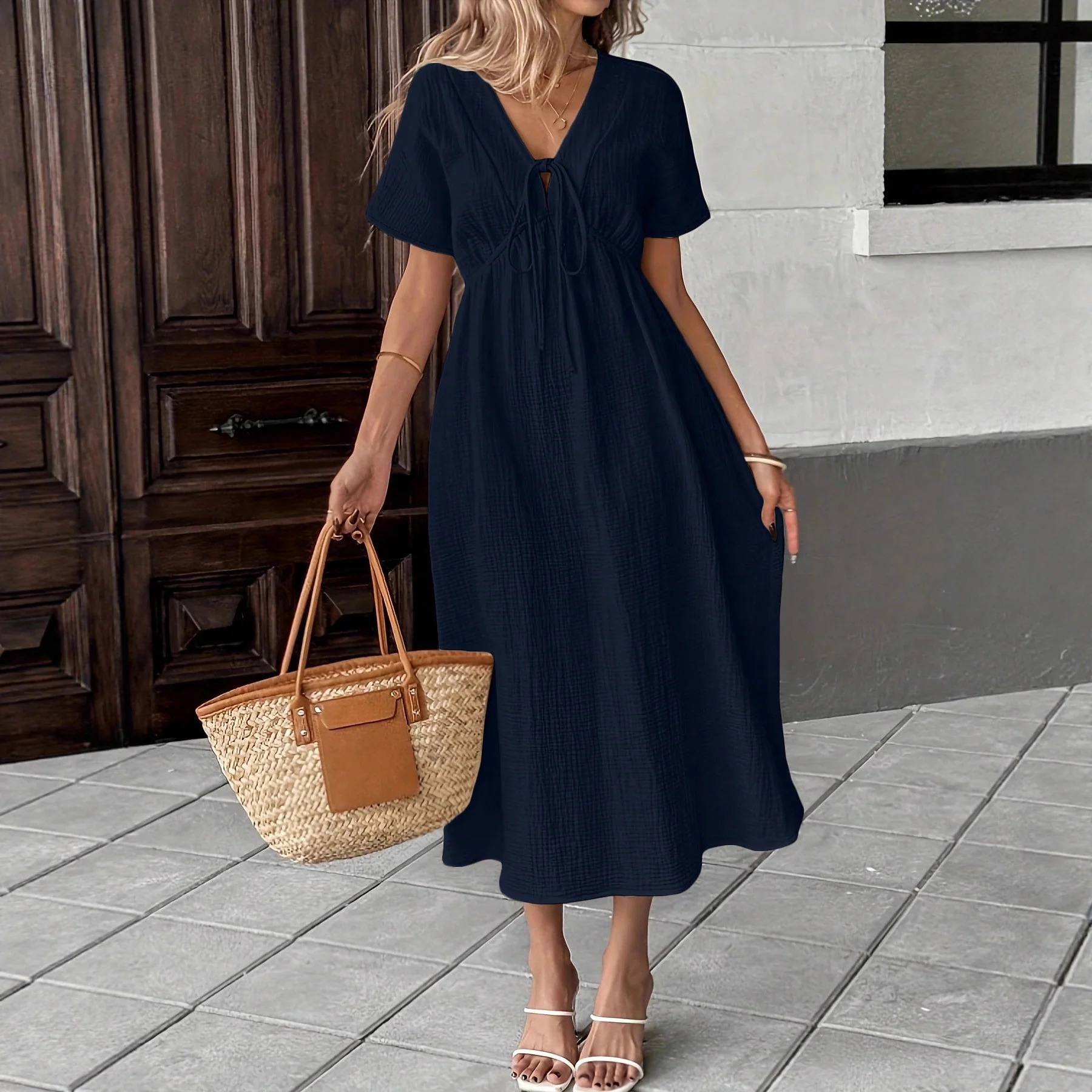 Maxikleid Freizeit mit Taillenband - Image 3