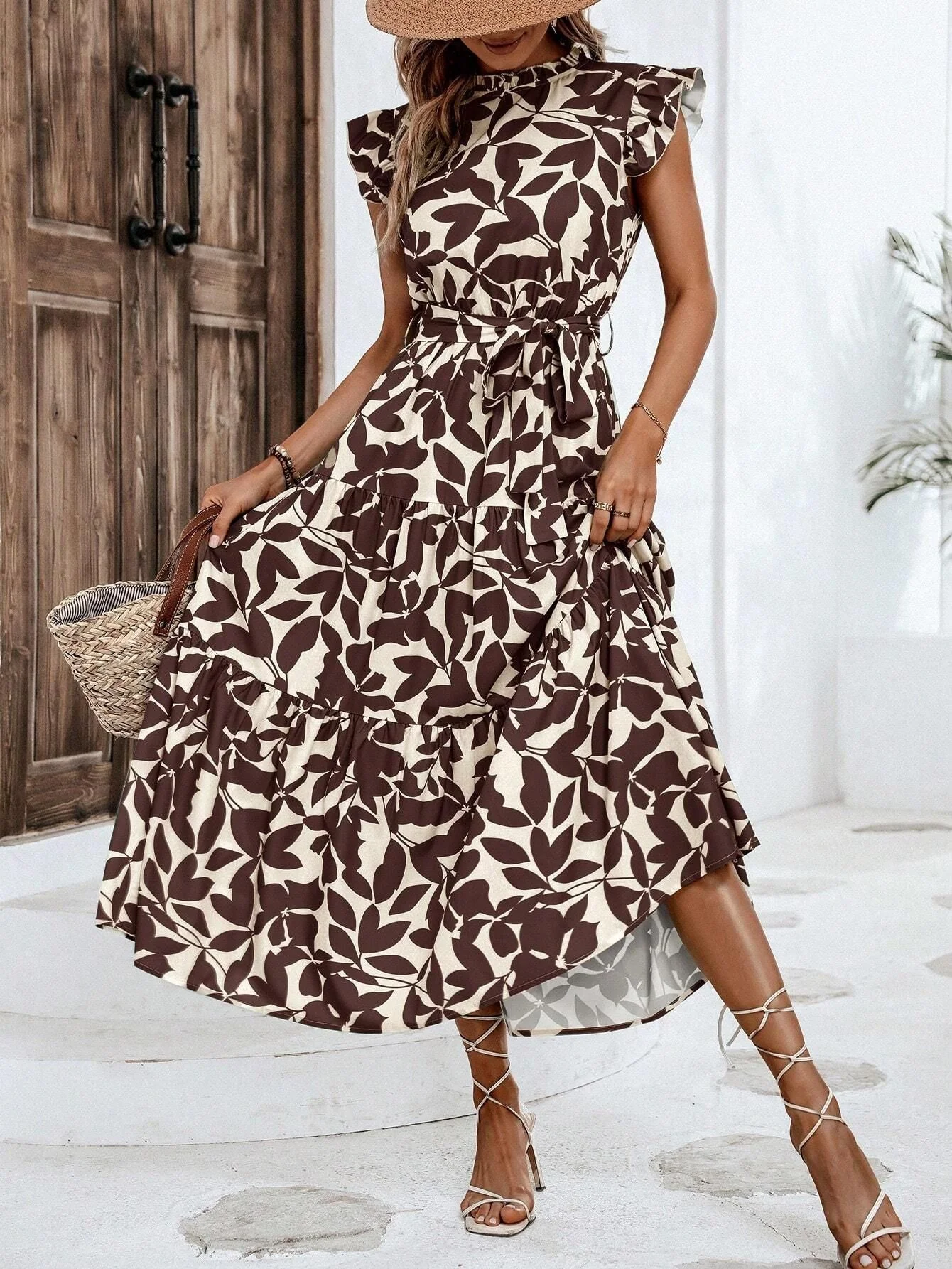 Damen Lässiges Midi-Kleid mit Rüschen und Floralem Muster Heidi-Mode - Image 8
