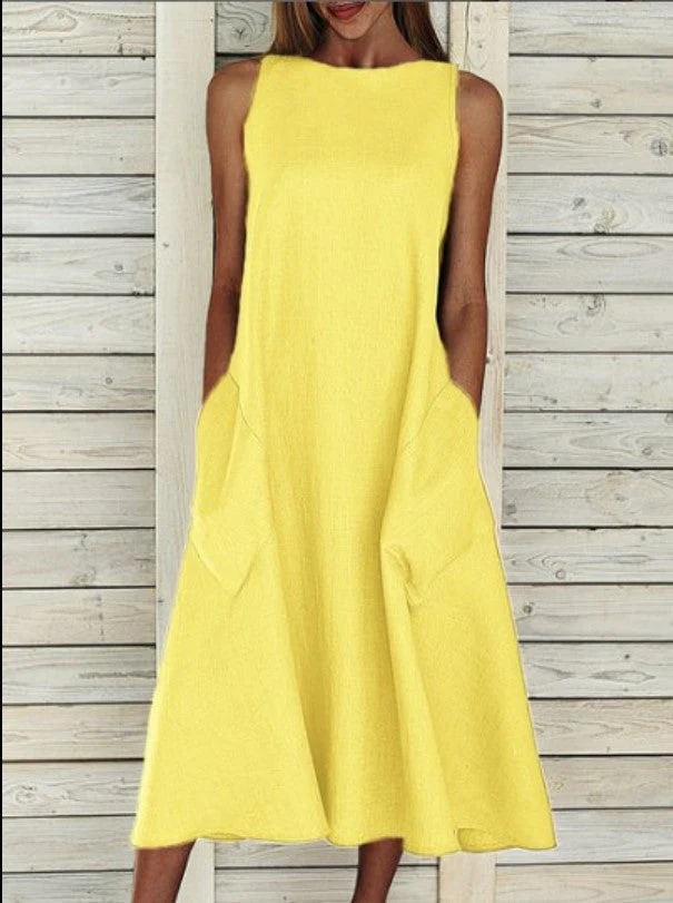 Damen Lässiges Midi-Kleid mit Tiefem Ausschnitt und Praktischen Taschen Heidi-Mode - Image 10