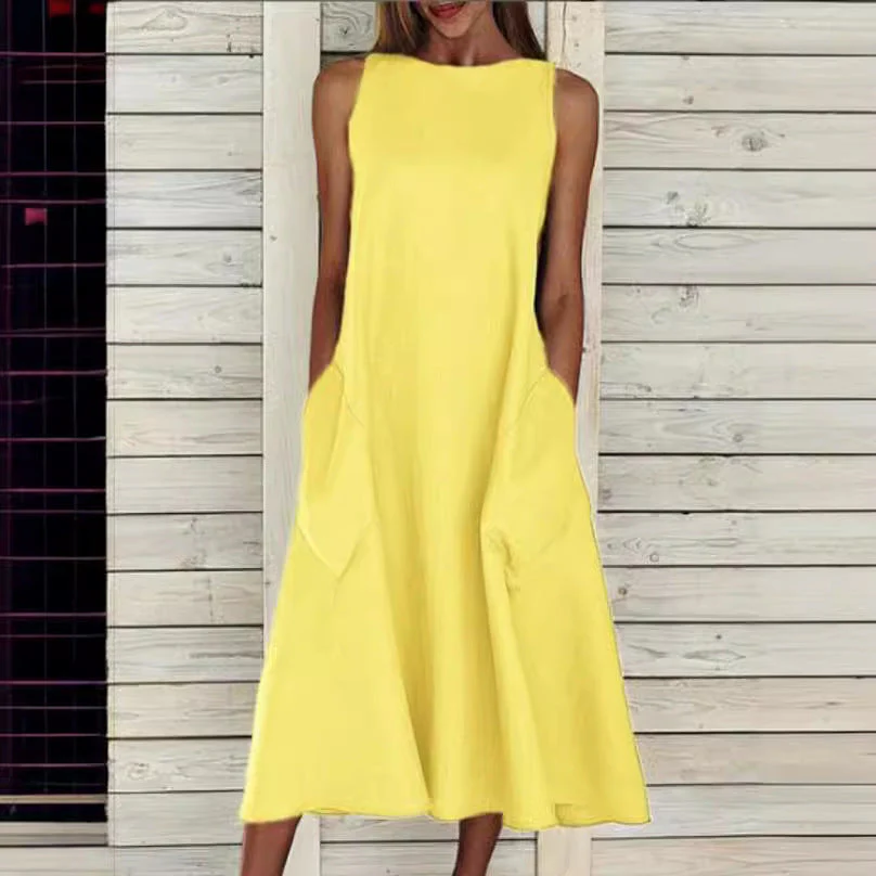 Damen Lässiges Midi-Kleid mit Tiefem Ausschnitt und Praktischen Taschen Heidi-Mode - Image 11