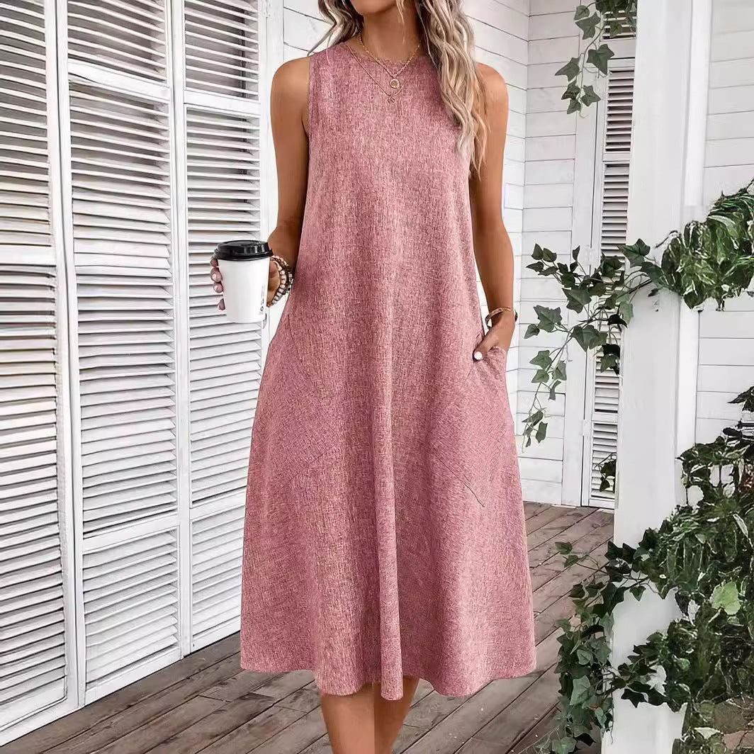Damen Lässiges Midi-Kleid mit Tiefem Ausschnitt und Praktischen Taschen Heidi-Mode - Image 4