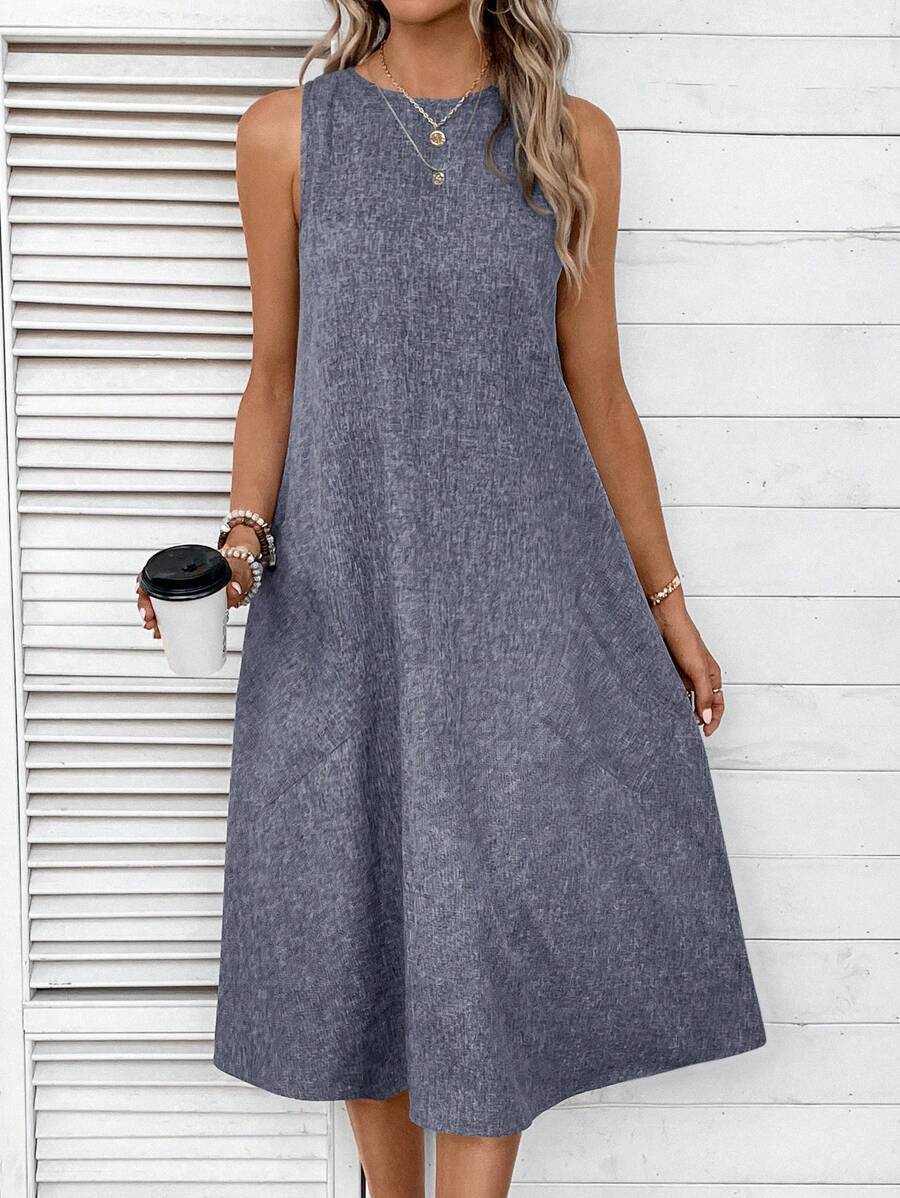 Damen Lässiges Midi-Kleid mit Tiefem Ausschnitt und Praktischen Taschen Heidi-Mode - Image 8