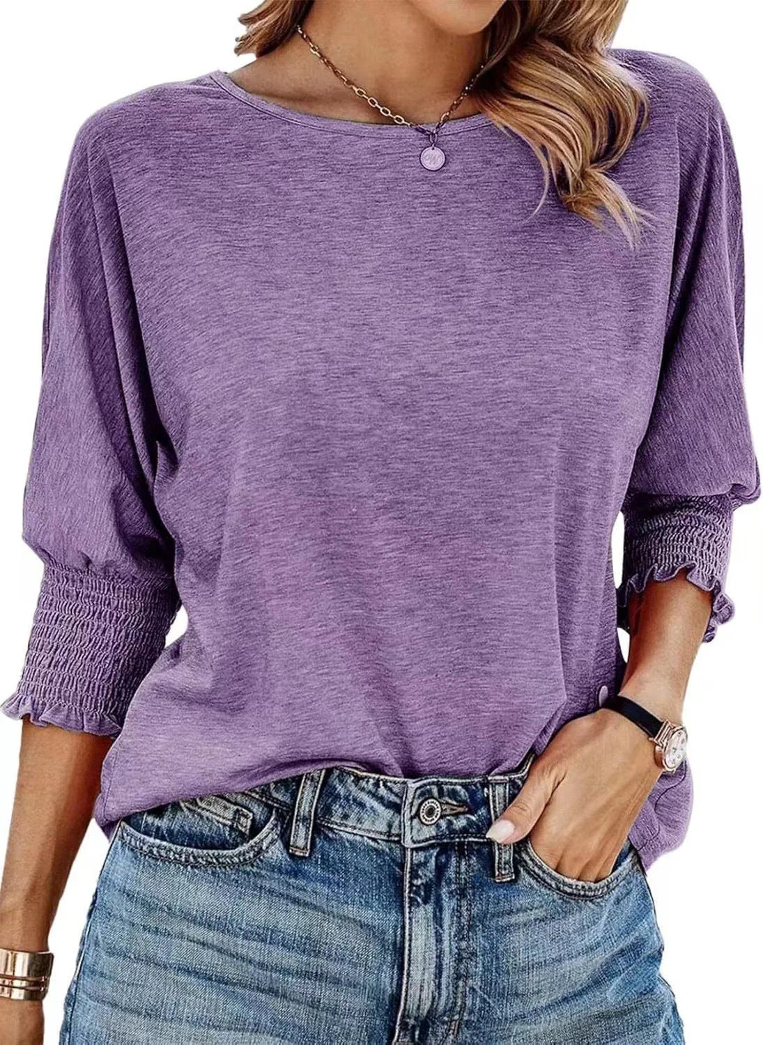 Damen Lässiges Oberteil mit Rüschendetails und Weit Geschnittenen Ärmeln Heidi-Mode - Image 16