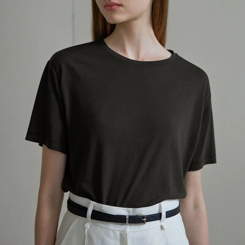 Damen Lässiges Oversize T-Shirt Aus Atmungsaktiver Baumwollmischung mit Strukturierter Oberfläche Heidi-Mode - Image 3