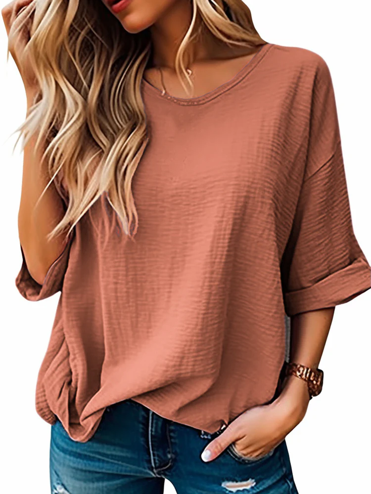 Damen lässiges Oversized T-Shirt mit modischem Strukturdesign Heidi-Mode - Image 7