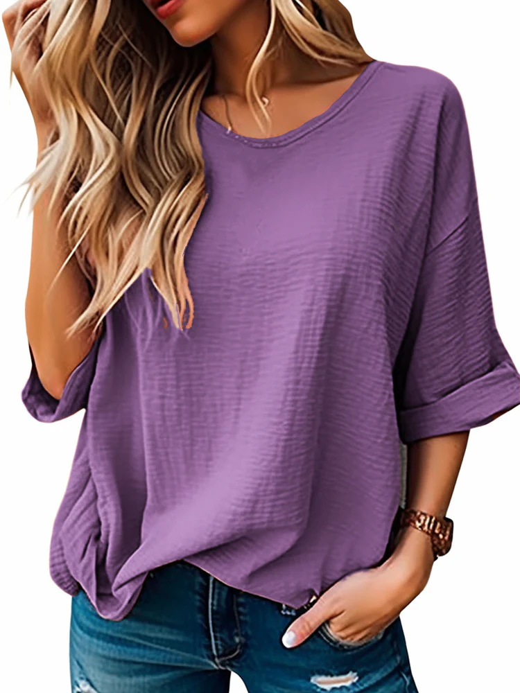 Damen lässiges Oversized T-Shirt mit modischem Strukturdesign Heidi-Mode - Image 8