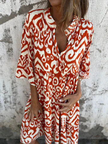 Damen Lässiges Strandkleid mit Hohen Seitenschlitzen und Modischem Druckmuster Heidi-Mode - Image 8