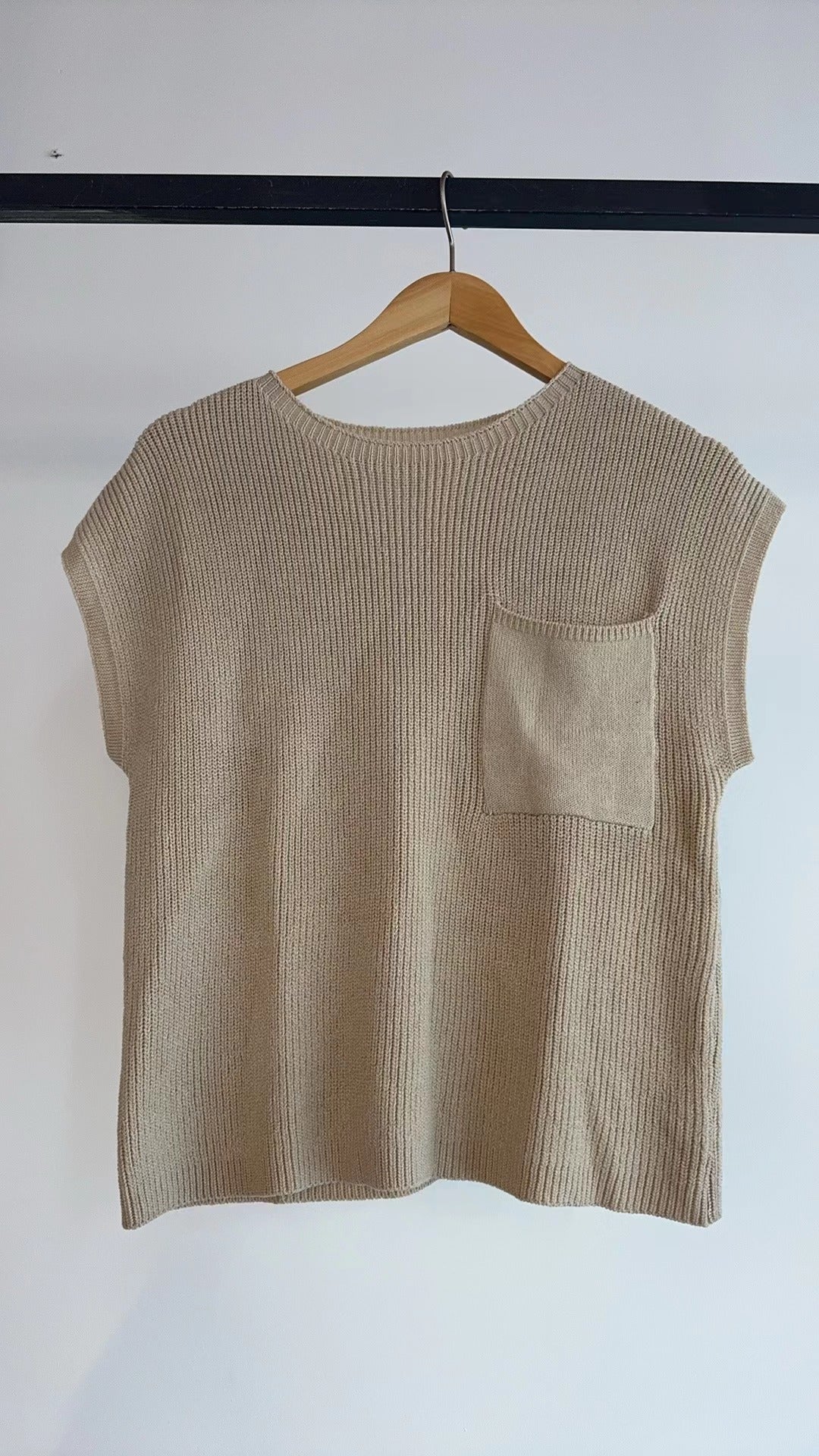Damen Lässiges Strickoberteil mit Brusttasche und Luftiger Passform Heidi-Mode - Image 6