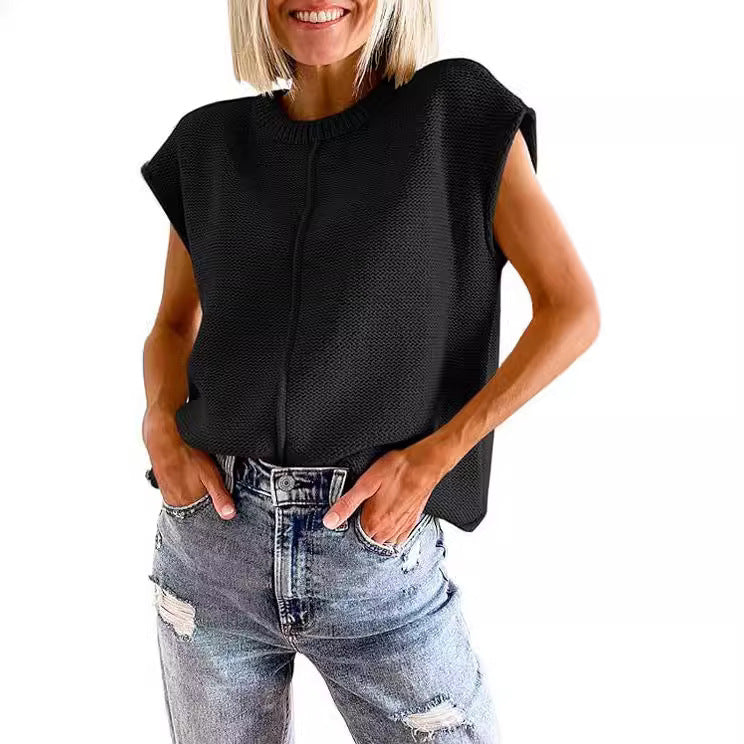 Damen lässiges Strickoberteil mit überschnittenen Schultern und strukturierter Textur Heidi-Mode - Image 4