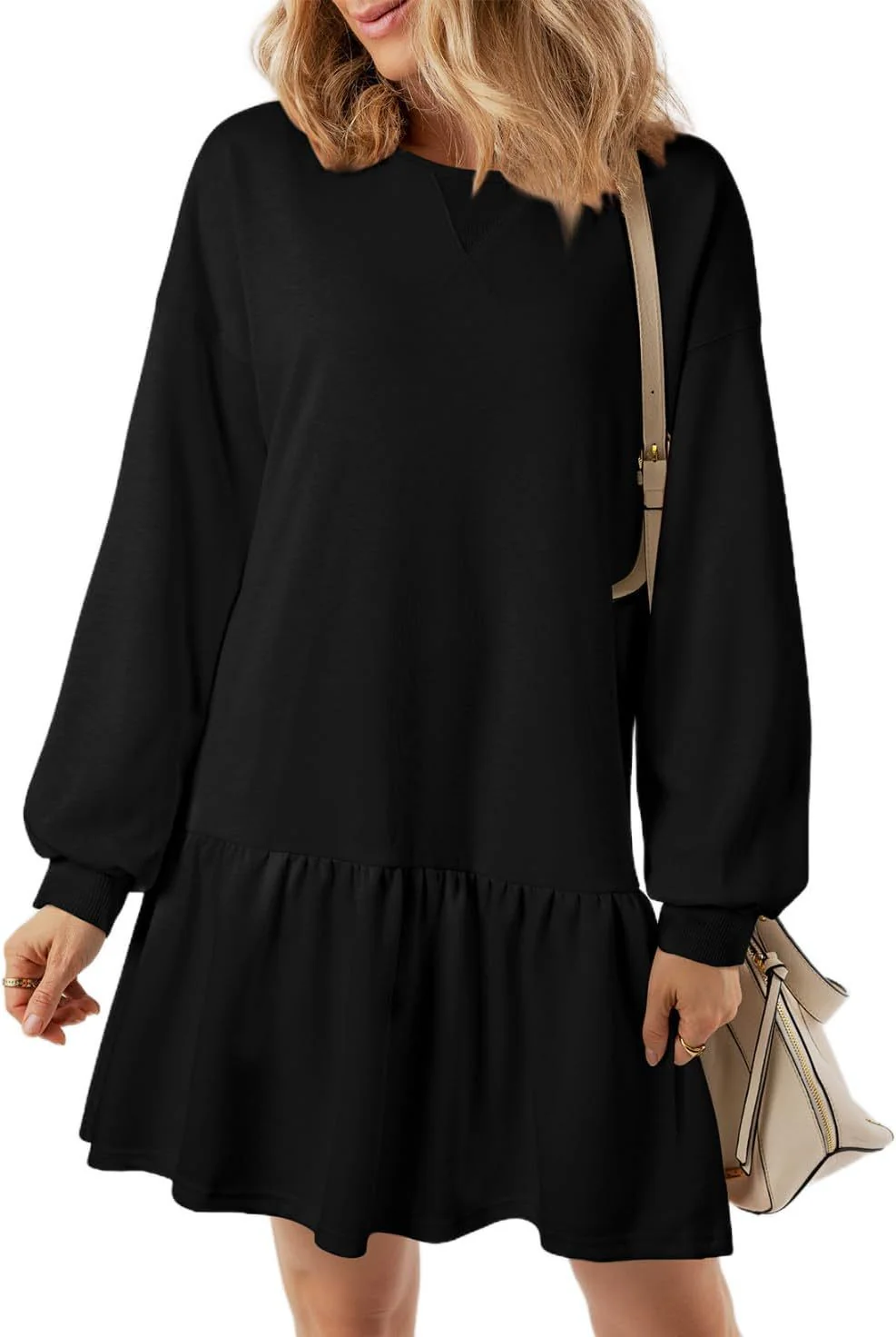 Damen Lässiges Sweatkleid mit Voluminösen Ärmeln und Rüschendetail Heidi-Mode - Image 10