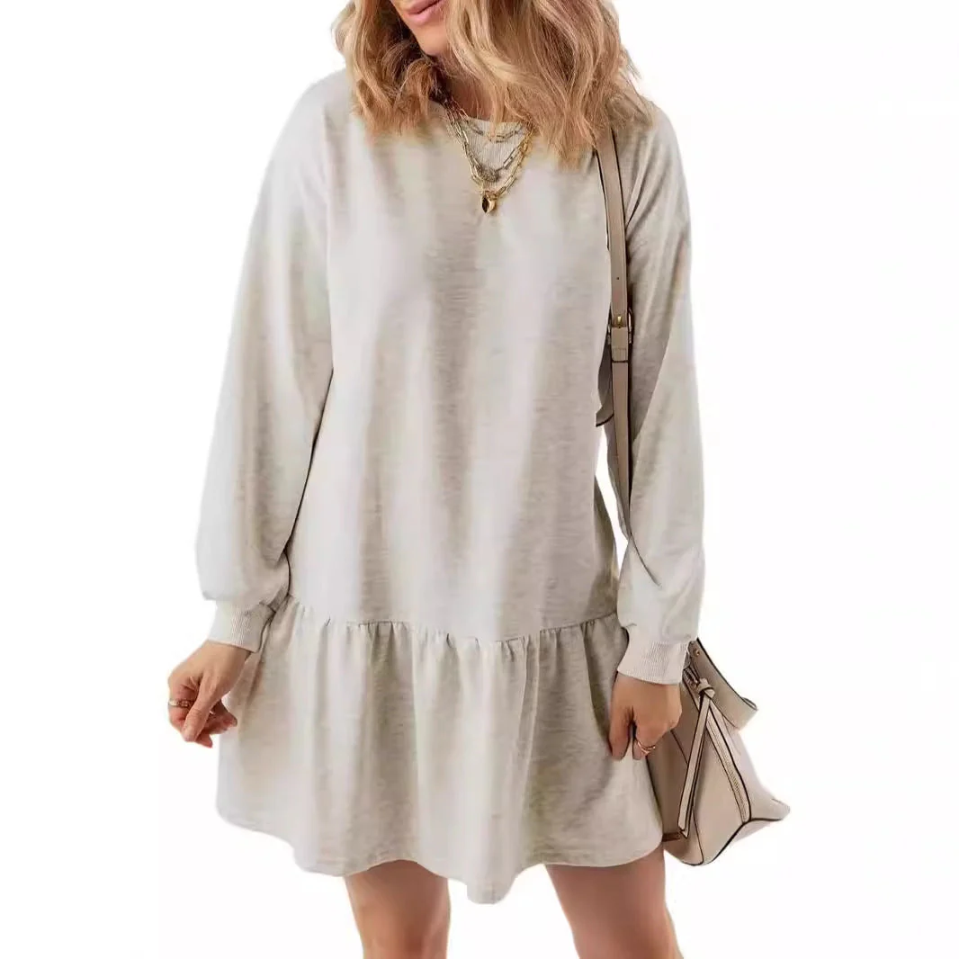 Damen Lässiges Sweatkleid mit Voluminösen Ärmeln und Rüschendetail Heidi-Mode - Image 2