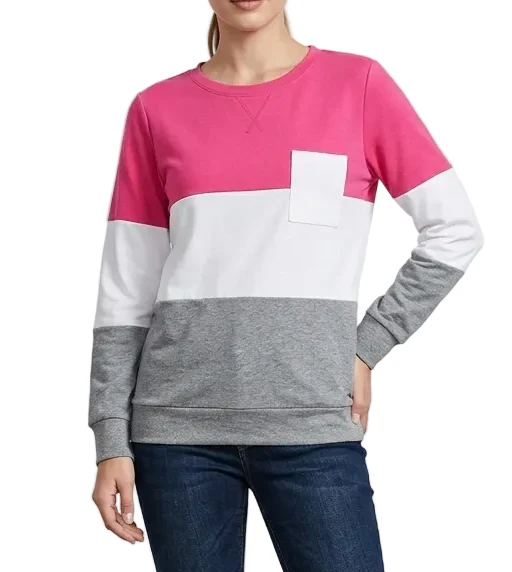 Damen Lässiges Sweatshirt mit Farbblock-Design und Brusttasche Heidi-Mode - Image 5