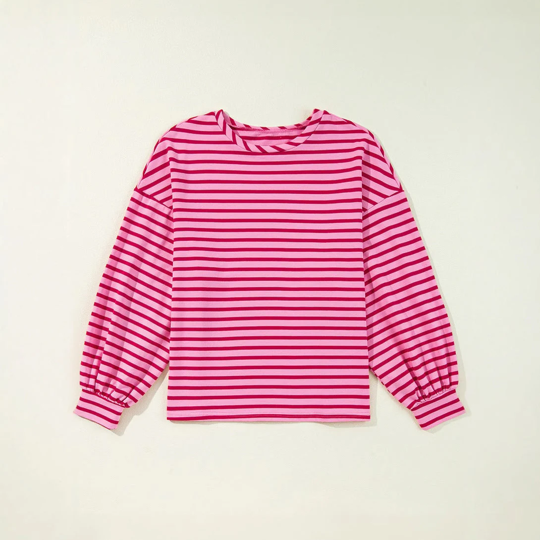 Damen Lässiges Sweatshirt mit Weit Geschnittenen Ärmeln und Modernen Streifen Heidi-Mode - Image 4