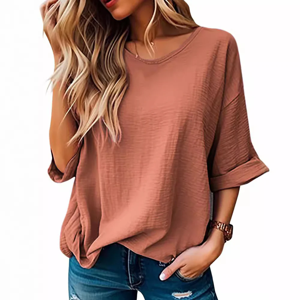 Damen Lässiges T-Shirt mit lockerer Passform und kurzem Arm Heidi-Mode - Image 4