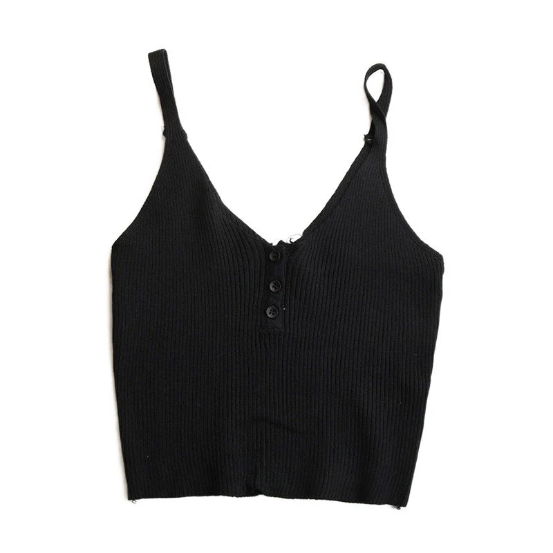 Damen Lässiges Trägershirt mit Durchgehender Knopfleiste und Rippenstruktur Heidi-Mode - Image 4