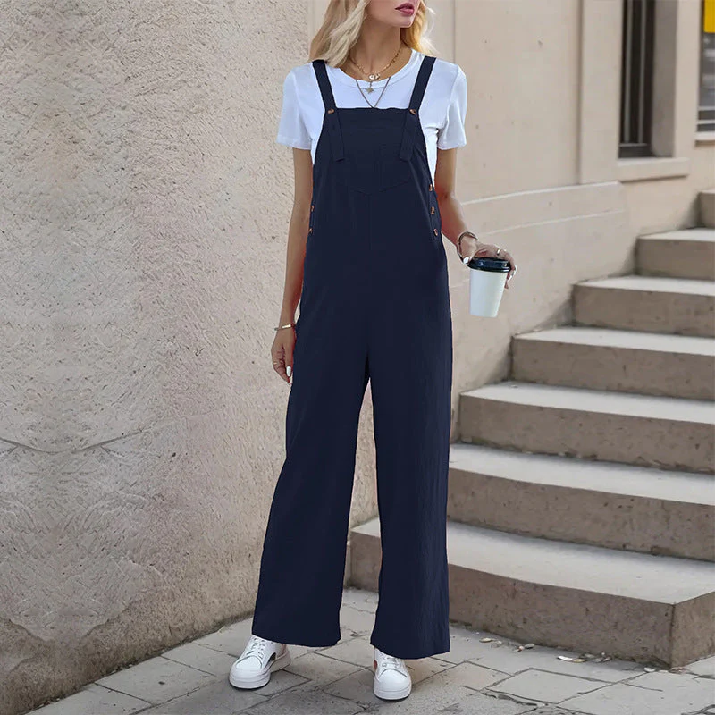 Damen Latzhose Im Relaxierten Palazzo-Stil mit Praktischen Taschen und Verstellbaren Trägern Heidi-Mode - Image 6