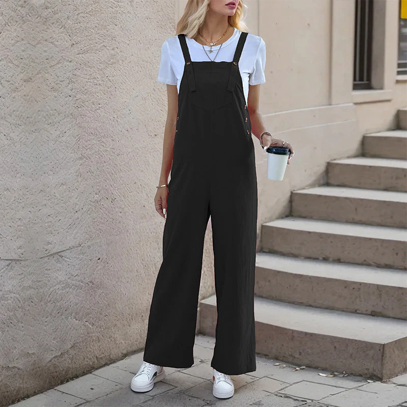 Damen Latzhose Im Relaxierten Palazzo-Stil mit Praktischen Taschen und Verstellbaren Trägern Heidi-Mode - Image 7