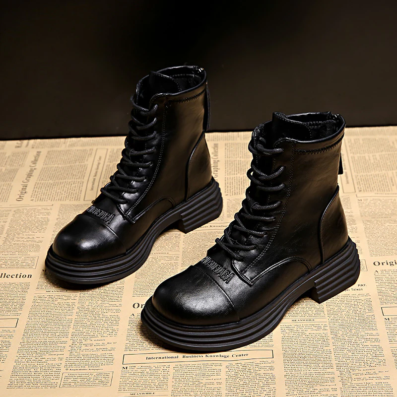 Damen Leder Combat Boots mit robustem Profil und modischem Design Heidi Mode - Image 2