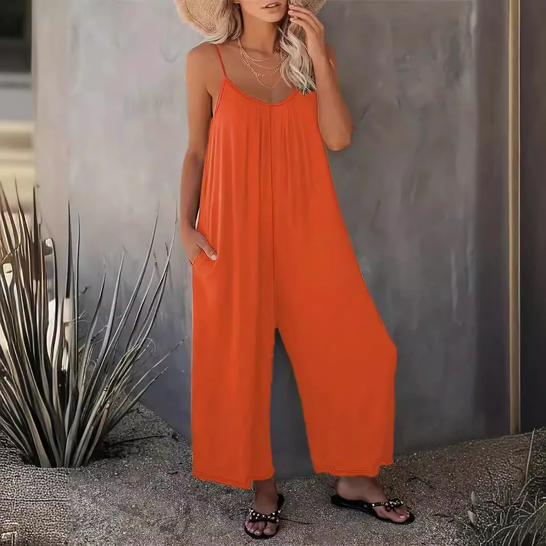 Damen Legerer Jumpsuit Aus Fließendem Stoff mit Verstellbaren Trägern und Praktischen Taschen Heidi-Mode - Image 4