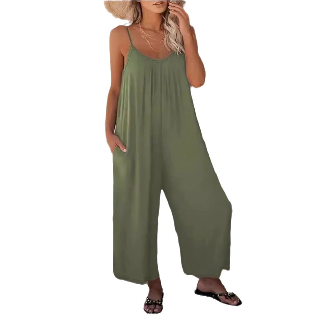 Damen Legerer Jumpsuit Aus Fließendem Stoff mit Verstellbaren Trägern und Praktischen Taschen Heidi-Mode - Image 5