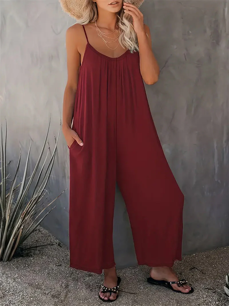 Damen Legerer Jumpsuit Aus Fließendem Stoff mit Verstellbaren Trägern und Praktischen Taschen Heidi-Mode - Image 6