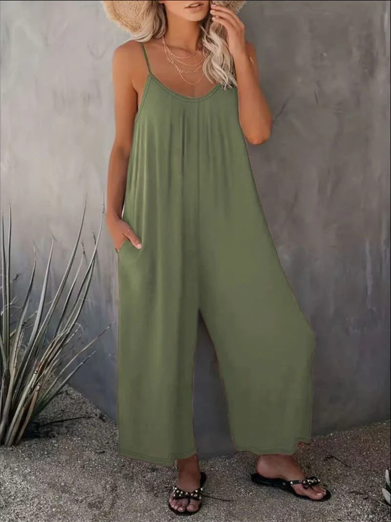 Damen Legerer Jumpsuit Aus Fließendem Stoff mit Verstellbaren Trägern und Praktischen Taschen Heidi-Mode - Image 7
