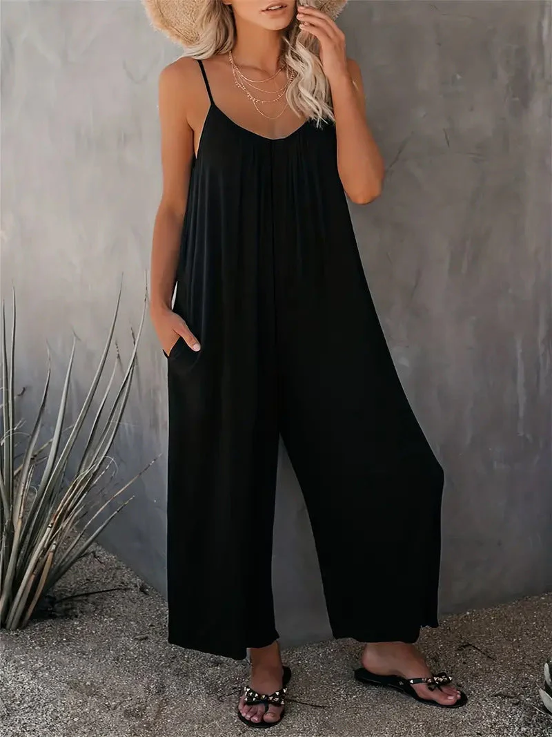 Damen Legerer Jumpsuit Aus Fließendem Stoff mit Verstellbaren Trägern und Praktischen Taschen Heidi-Mode - Image 9