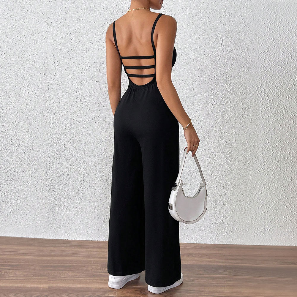 Damen Legerer Jumpsuit mit Schmalen Spaghetti-Trägern und Fließendem Schnitt Heidi-Mode - Image 3