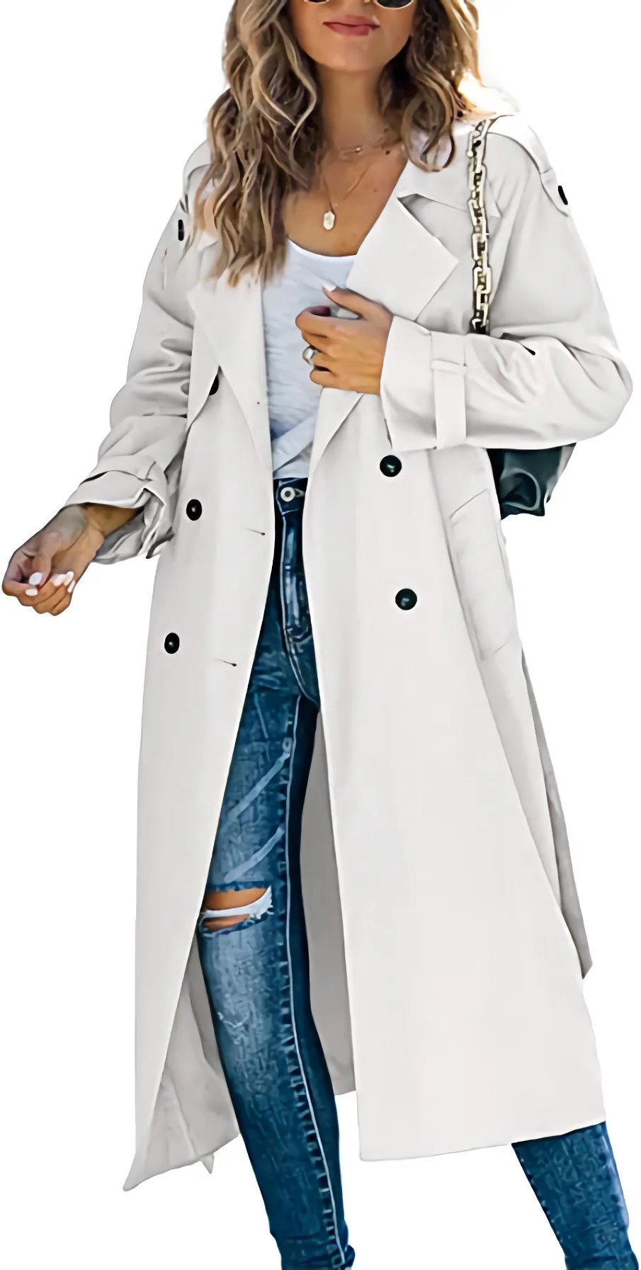 Damen legerer Trenchcoat mit Gürteldesign und stylischen Knöpfen Heidi-Mode - Image 7