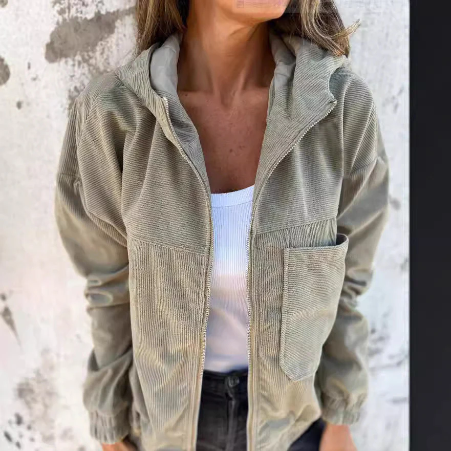 Damen leicht taillierte Cordjacke mit praktischen Taschen Heidi-Mode - Image 3