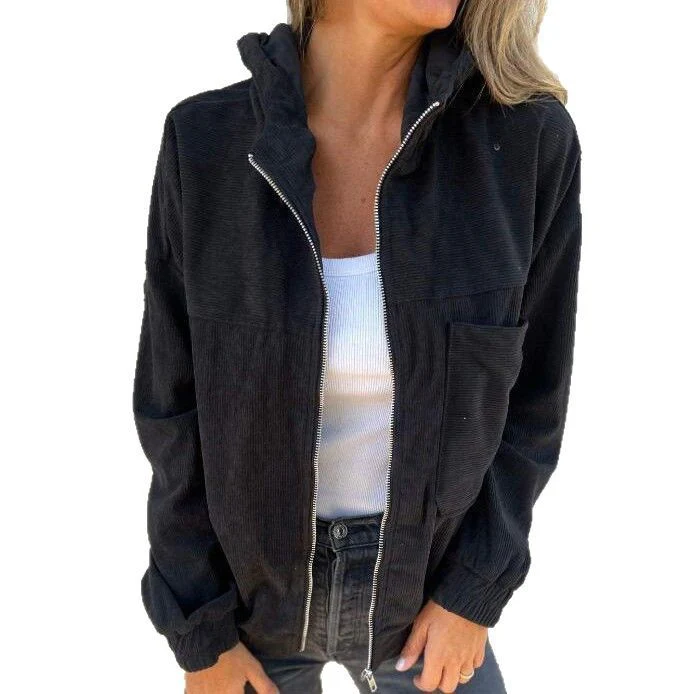 Damen leicht taillierte Cordjacke mit praktischen Taschen Heidi-Mode - Image 4