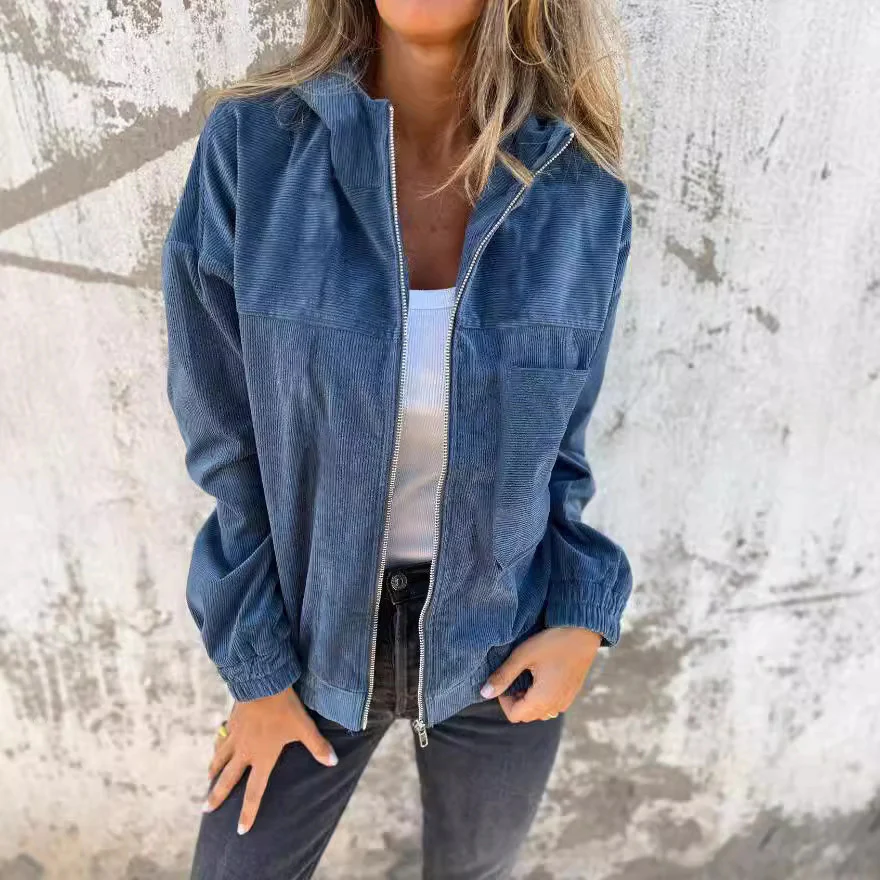 Damen leicht taillierte Cordjacke mit praktischen Taschen Heidi-Mode - Image 6