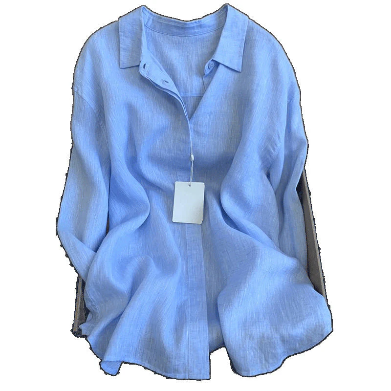 Damen Leichte Bluse Aus Atmungsaktivem Leinen mit Lässigem Schnitt Heidi-Mode - Image 2
