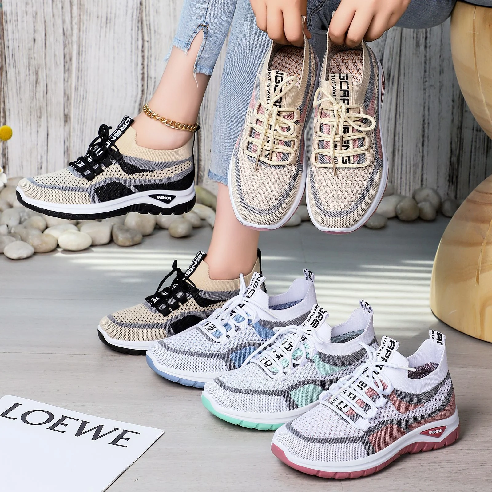 Damen Leichte Komfort Sneakers mit atmungsaktivem Strickdesign und ergonomischer Dämpfung Heidi Mode - Image 3