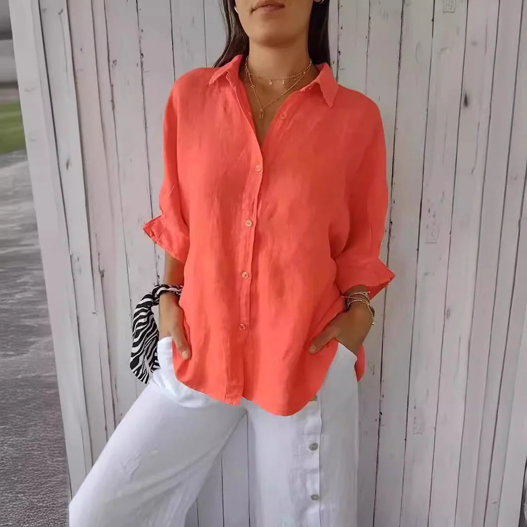 Damen Leichte Leinenbluse mit Lockerer Passform Heidi-Mode - Image 2