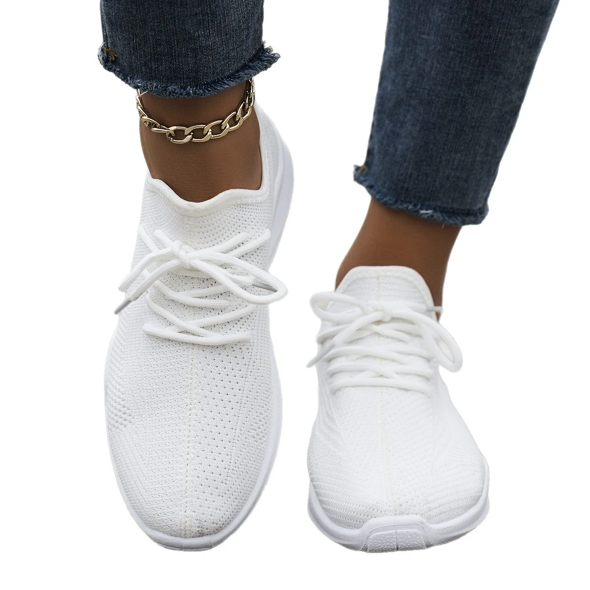 Damen Leichte Sneakers mit atmungsaktivem Obermaterial und elastischer Schnürung Heidi Mode - Image 5