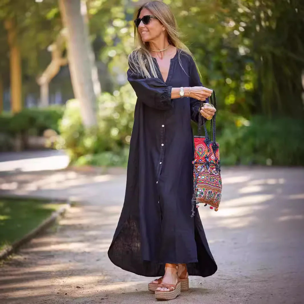Damen Leichte Sommerkleid Aus Leinen Heidi-Mode - Image 4