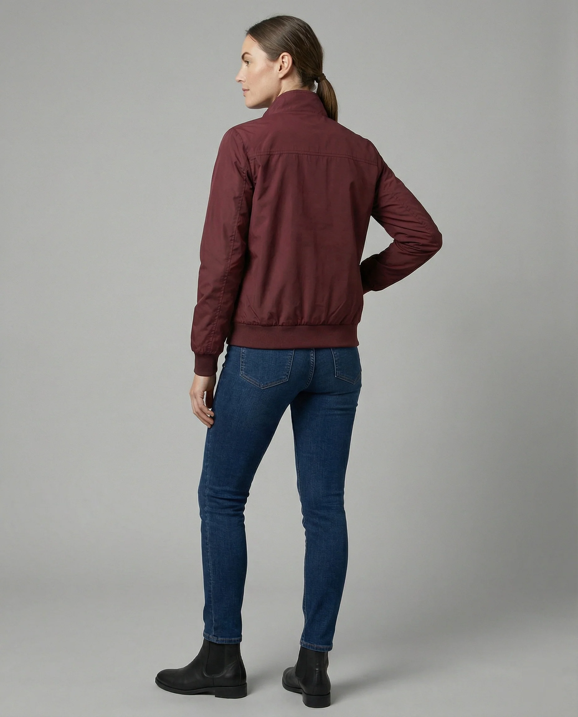 Damen leichte Stehkragen-Übergangsjacke mit Frontreißverschluss und Nahttaschen Heidi-Mode - Image 4