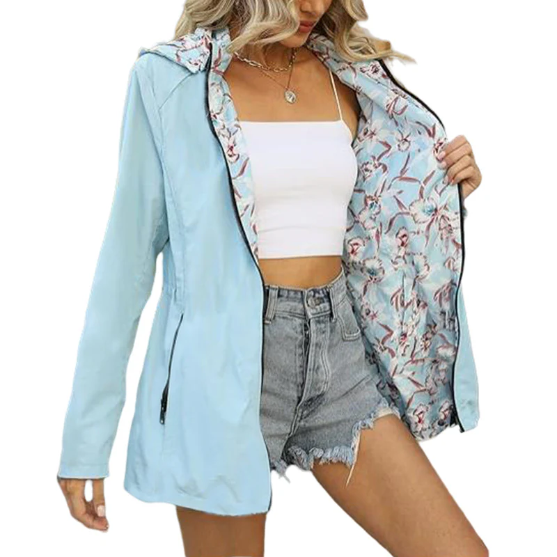 Damen leichte Übergangsjacke mit floralem Innenfutter Heidi-Mode - Image 6